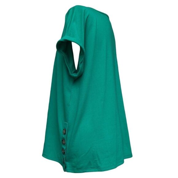 Crown & Ivy Green Blouse Top Dolman Sleeves Accent Side Button Crew Neck Size L - Picture 5 of 9